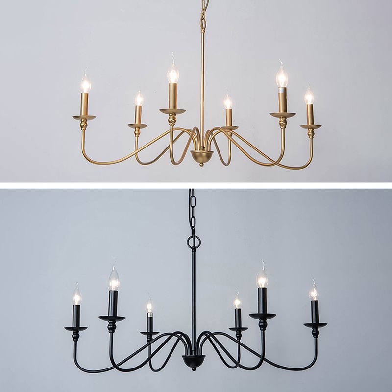 Chandelle suspendue à la bougie Light Light Traditional Swooping Bras Plafond Chandelier pour le salon