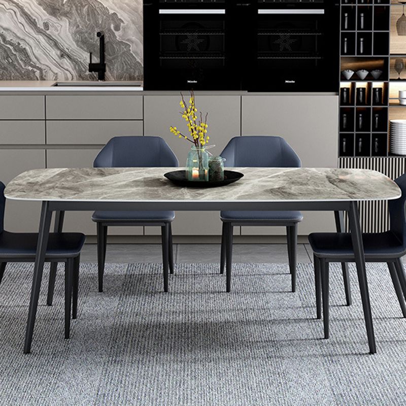 Mesa de comedor de piedra sinterizada de estilo moderno mesa gris rectangular con 4 patas para el hogar