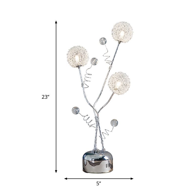 Lampe en métal argenté ramification de la lampe à LED décor night table de table avec pissenlit et détail modo