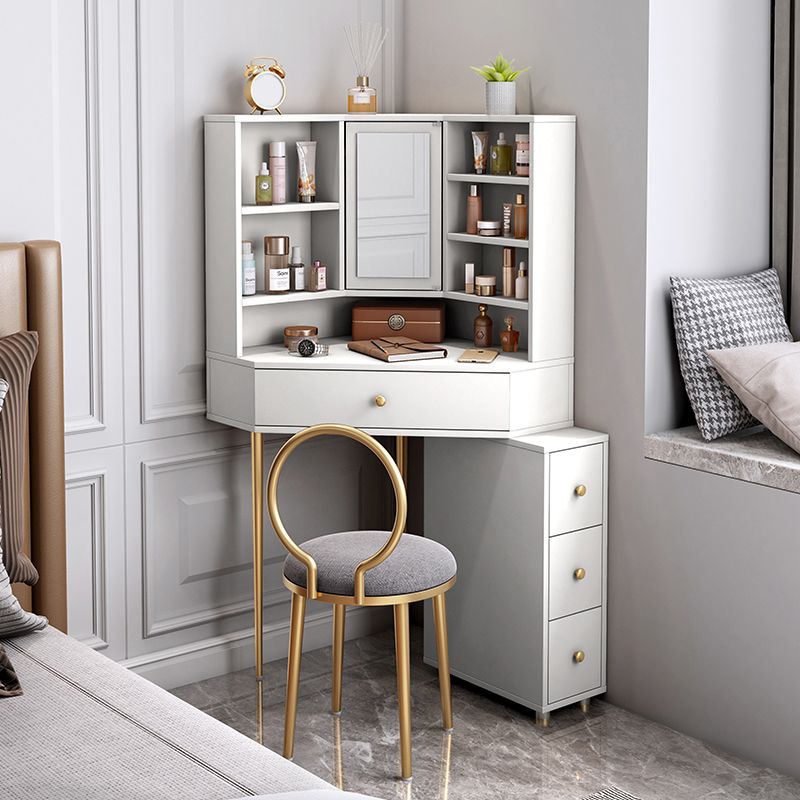 Mirrored Vanity Table and Stool Set 33.4" Wide Vanity Dressing Table