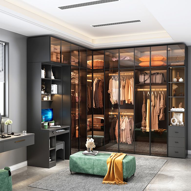 Modern Style Glass Wardrobe Bedroom Wardrobe Closet with Soft Close Door