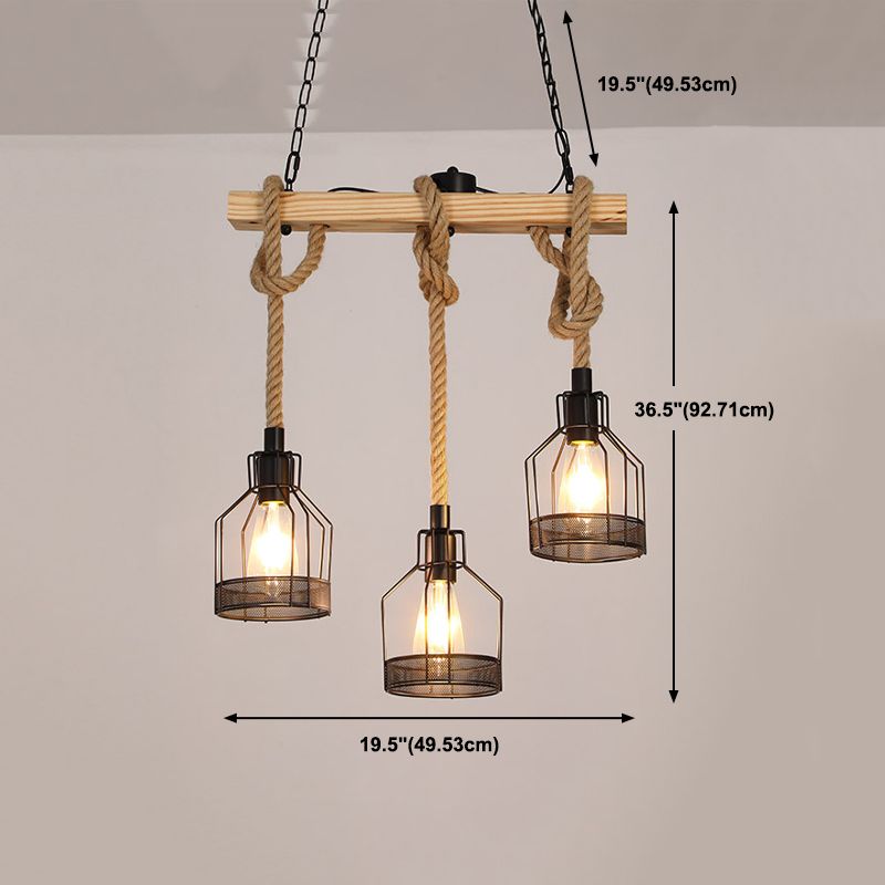 Industrial Island Light Fixtures Rope Multiple-Light Island Pendant Lights
