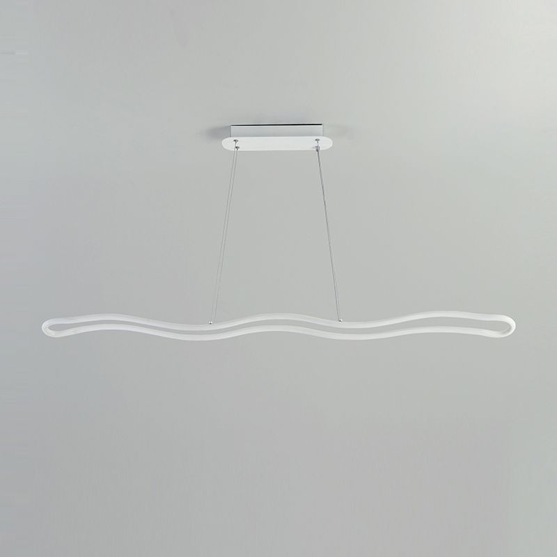 Minimalism LED Hanging Light Waves Metal Island Light Fixture for Dining Room