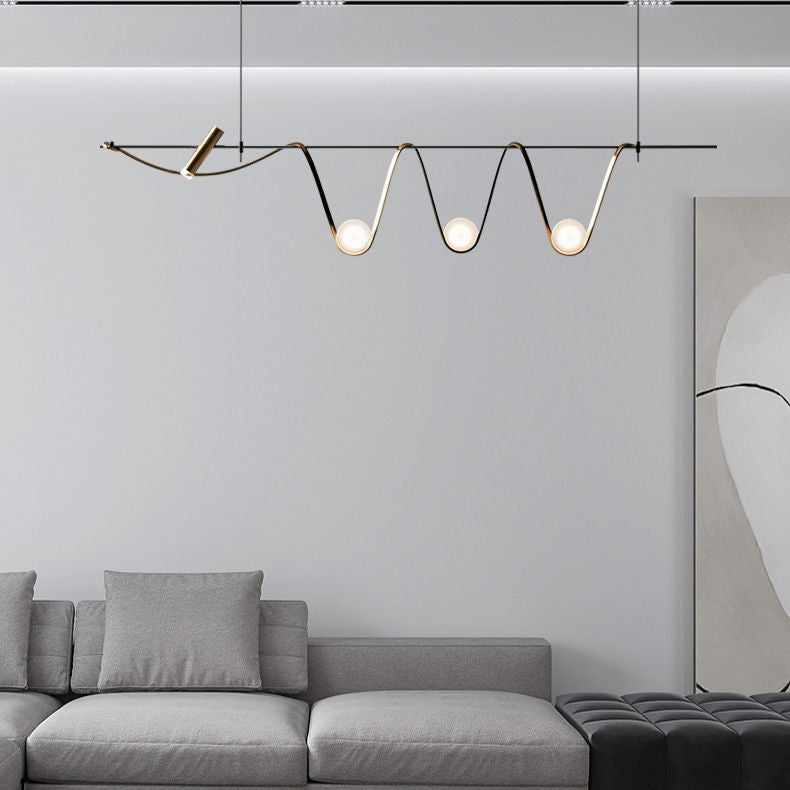 Black Metal Appeding Biling Light LED Linear Linear Lampade per isola per sala da pranzo