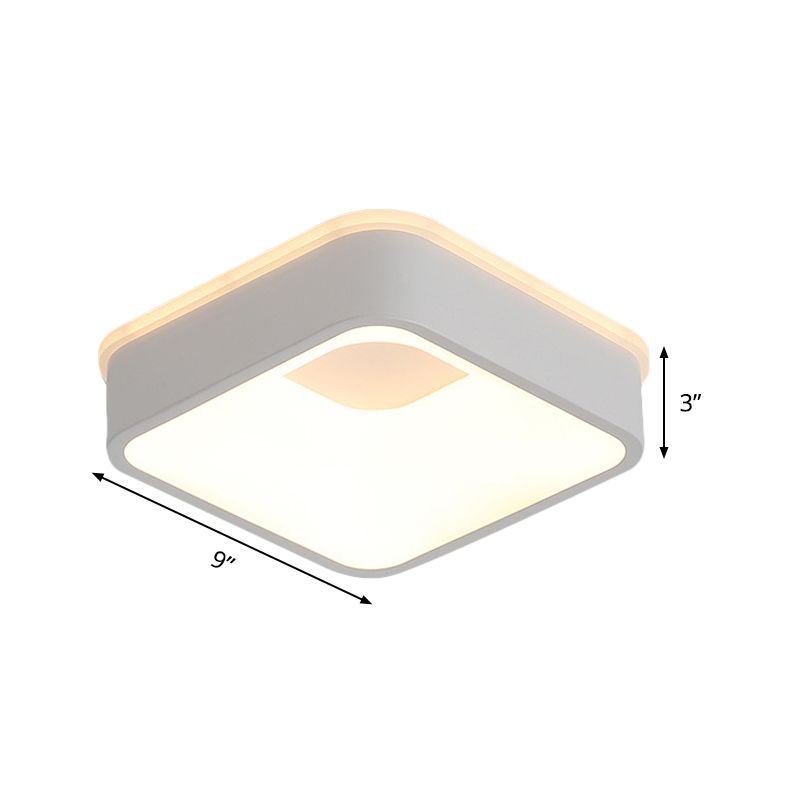 Nordic Hollowed Triangle/Round/Square Flush Lamp Metallic LED Foyer Ceiling Mounted Light in Grey/White