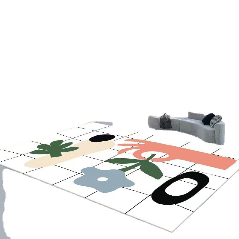 Orange Modern Rug Polyester Eye Indoor Rug Non-Slip Backing Rug for Home Decor