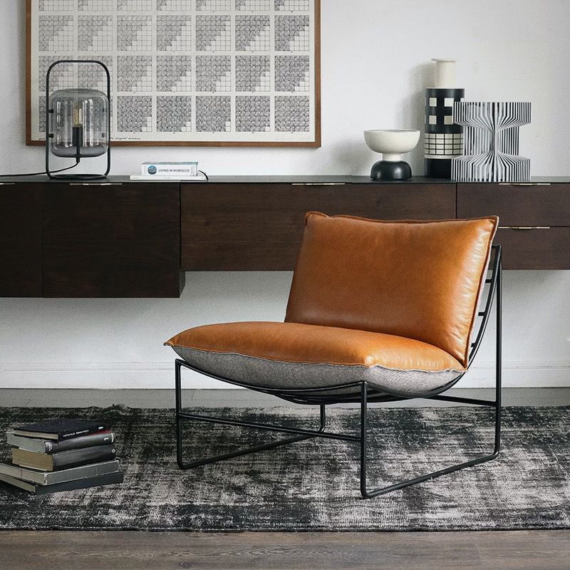 Genuine Leather Armless Chair 33.07" Wide Chair for Living Room
