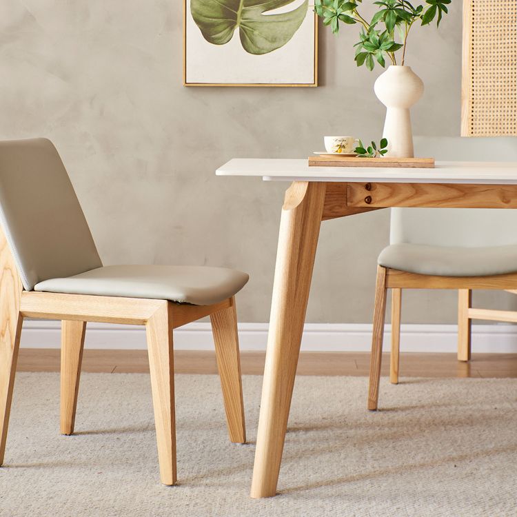 Modern Sintered Stone Top Dining Set Rectangle 1/4/5 Pieces Wooden Dining Room Table Set