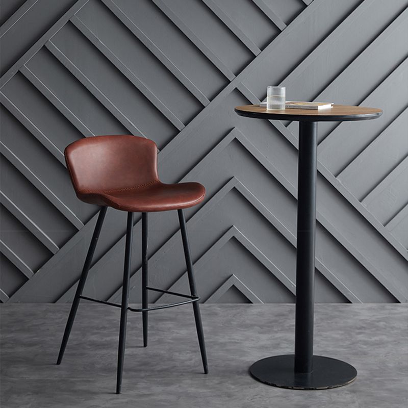 Contemporary Armless Bar Stool Faux Leather Bar Stool for Living Room
