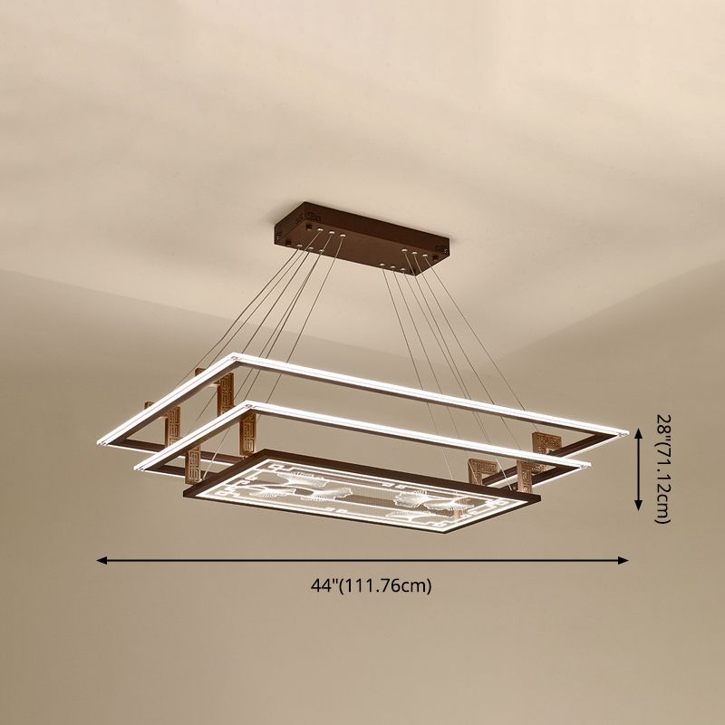 Brown Aluminum Hanging Pendant Lights Contemporary Hanging Lamps for Tea House