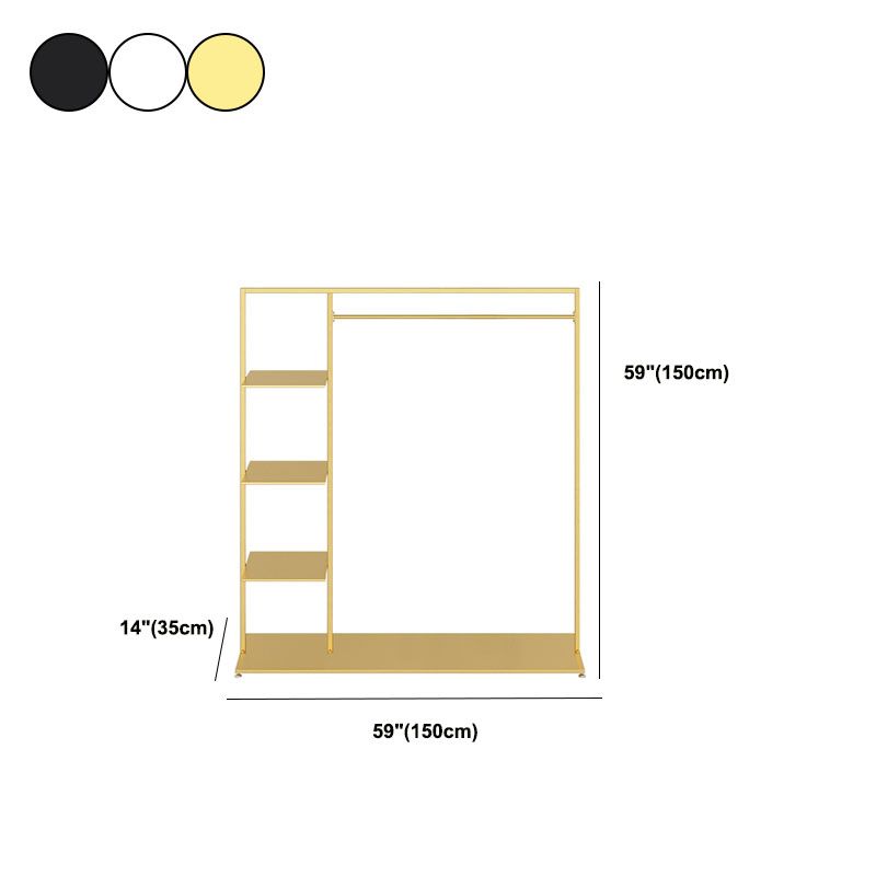 Modern Entryway Kit Hanging Rail and 3 Side Storage Shelves Coat Hanger