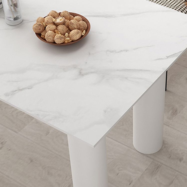 Vrije vorm driekleurige eettafel Gesinterde stenen tafel eigentijds met dubbel voetstuk
