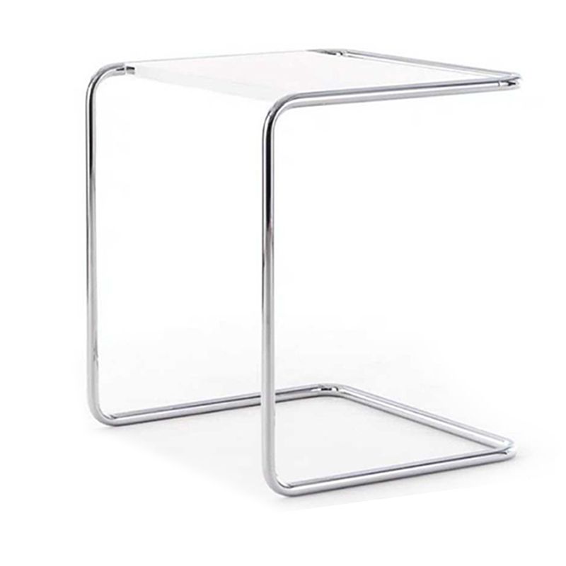 17.7" W Modern C Side Table Rectangular Glass/Wood Top End Table