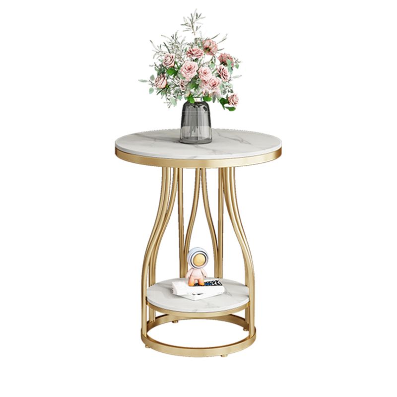 2-Tier Modern Metal Round Side Table 19.7-inch End Table with Shelf