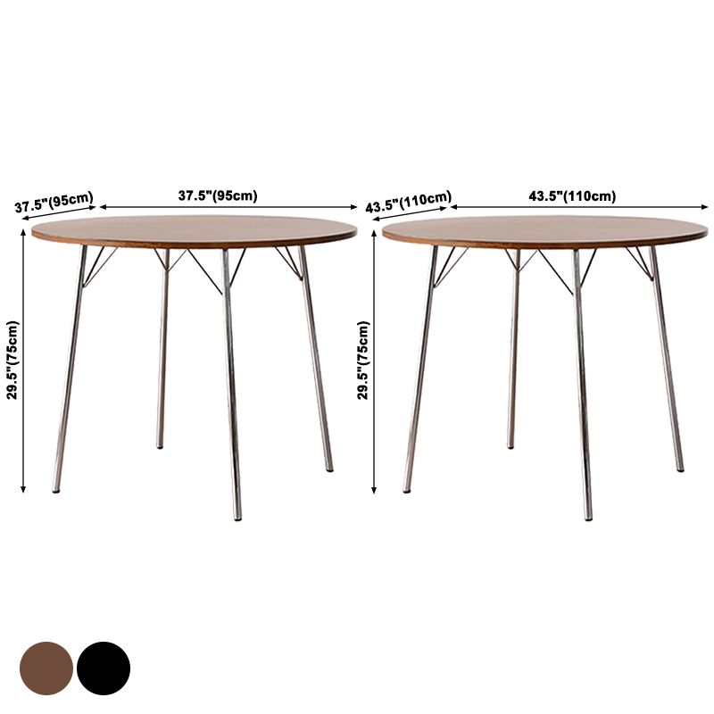 Tavolo da pranzo rotondo contemporaneo Tavolo in legno massiccio con 4 gambe in metallo per la cena in cucina