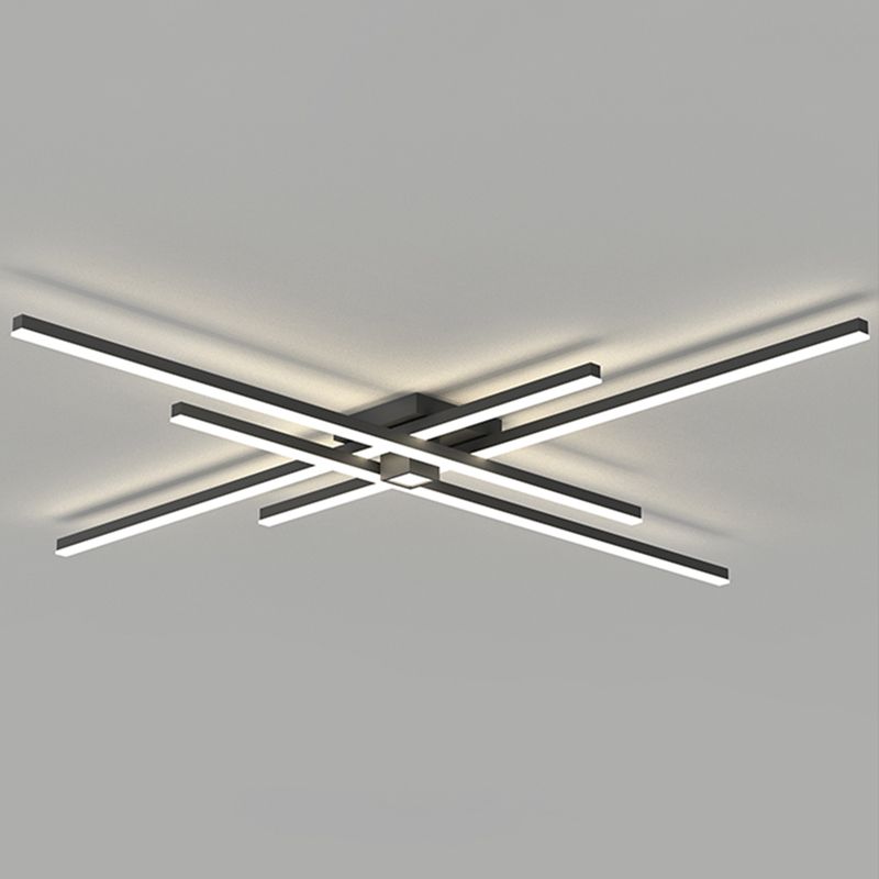 Linear Black Modern Flush Mount LED Aluminum Ceiling Mounted Light for Living Room