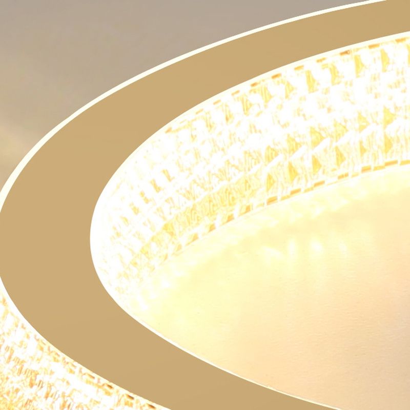 Single Golden Flush Mount Lighting Circle Glass LED Ceiling Light for Bedroom