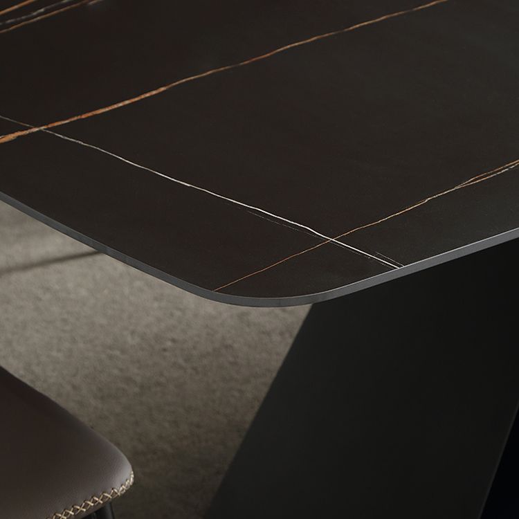 Modern Metal Base Dinette Set 1/4/5/7 Pieces Rectangle Indoor Dining Table Set in Black