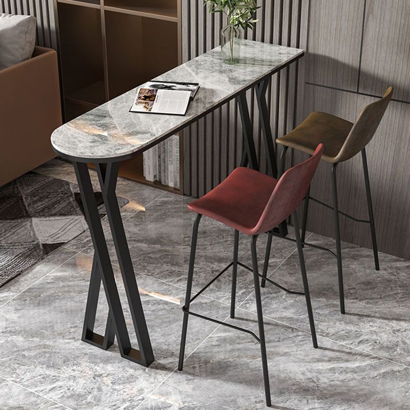 Industrial Style Bar Table Artificial Stone Top 42-inch Height Pub Table for Dining Room