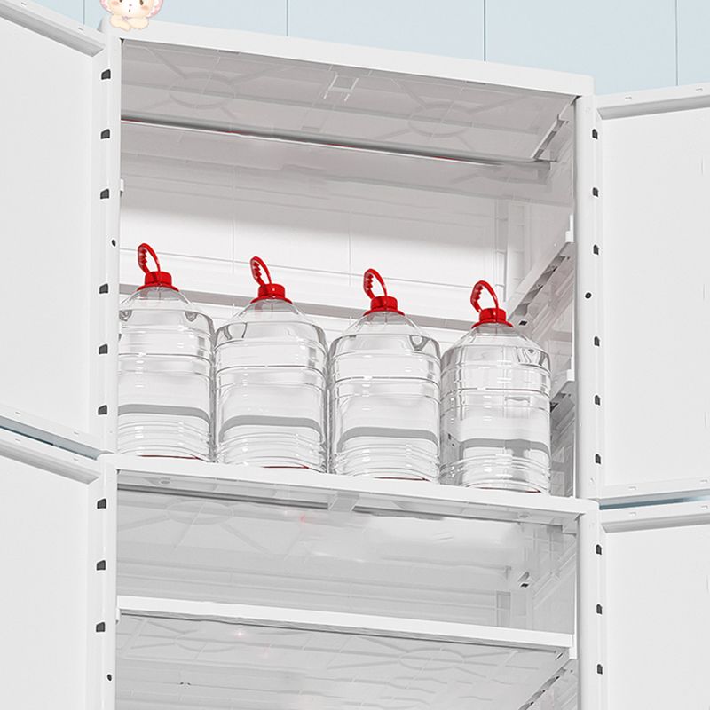 Plastic White Kids Closet High Gloss 2-Drawer Kid's Wardrobe with Garment Rod