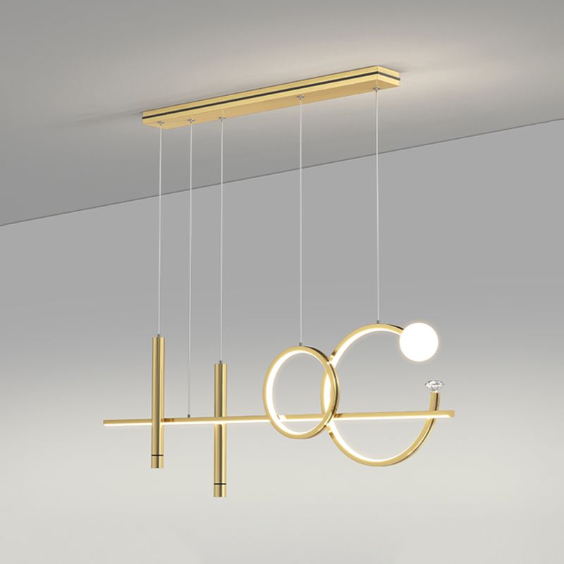 Contemporary Island Light Linear Metal 6 Light Island Chandelier Lights