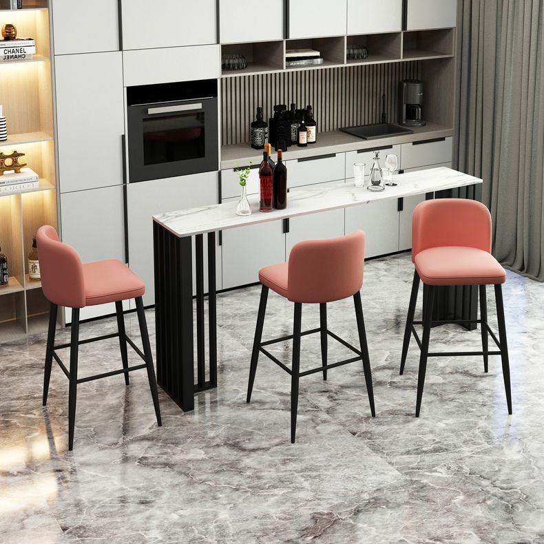 1/4 Pieces Industrial Black Bar Table Set Rectangle Bistro Set with Stone Top