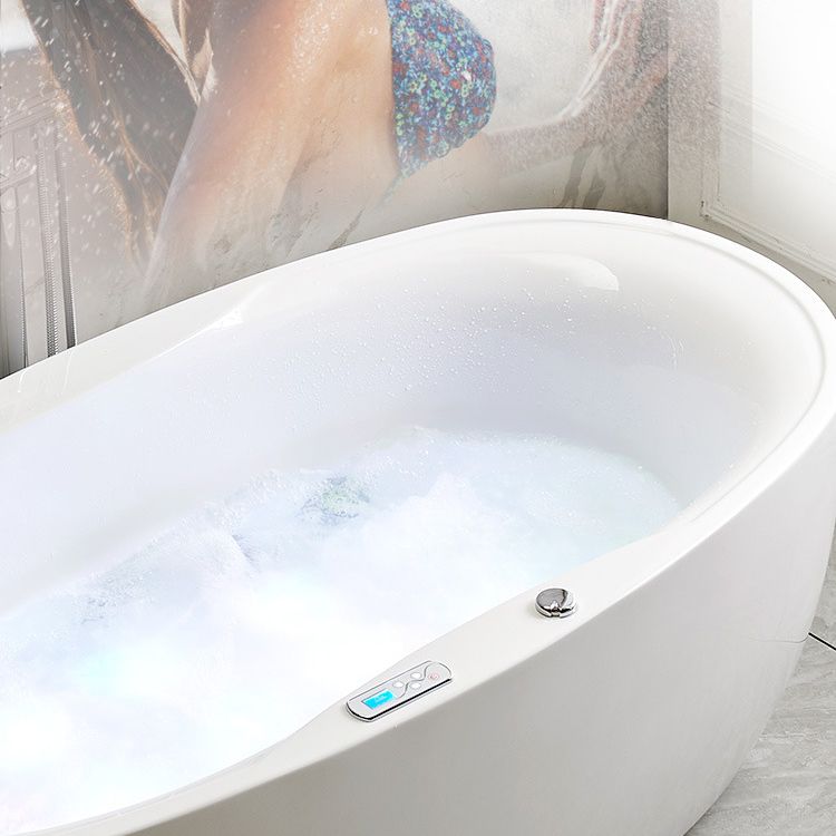 Modern Oval Acrylic Bathtub Hotel Freestanding Bath Tub in White
