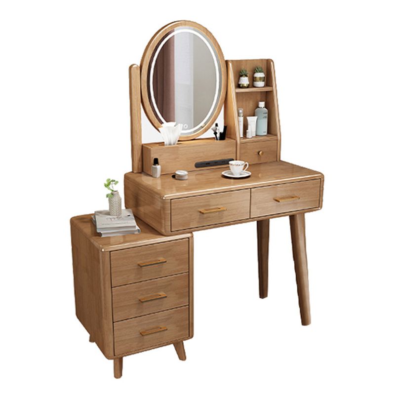 Traditional Rubberwood Makeup Counter Drawers Vanity Dressing Table
