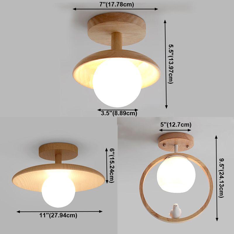 Luminaire à chasse d'eau contemporain 1 Light Wood Flush Mount Lampes en marron