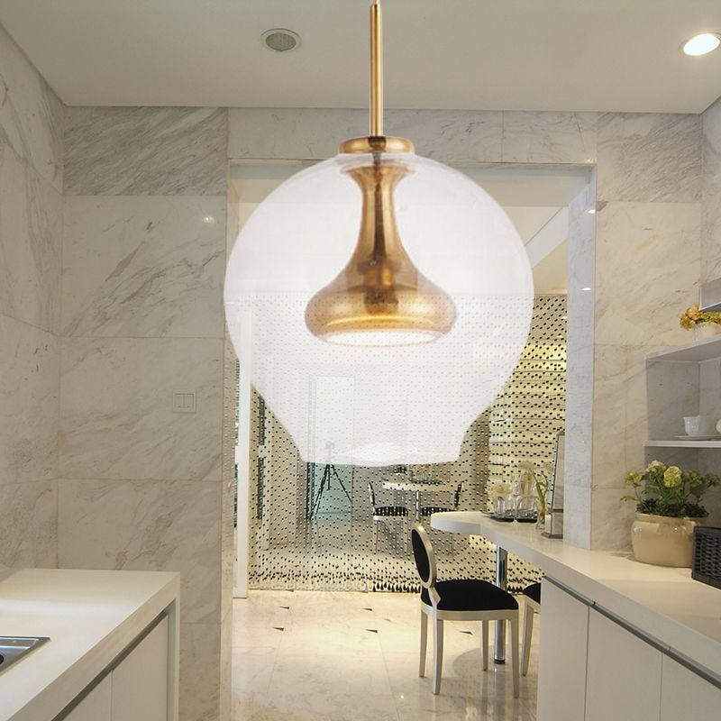 Bol helder glazen hanglamp eigentijds 1 lichte nickle/goud/rosé goud led hangende lampkit in wit/warm licht