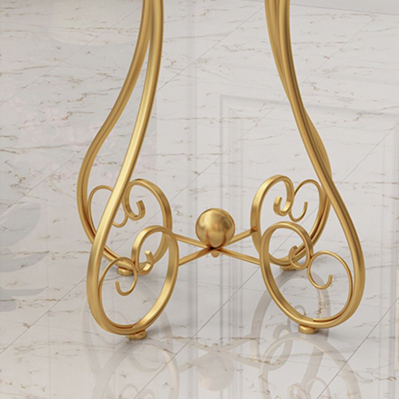 Modern Round Wooden Top Side Table Metal Abstract End Table .