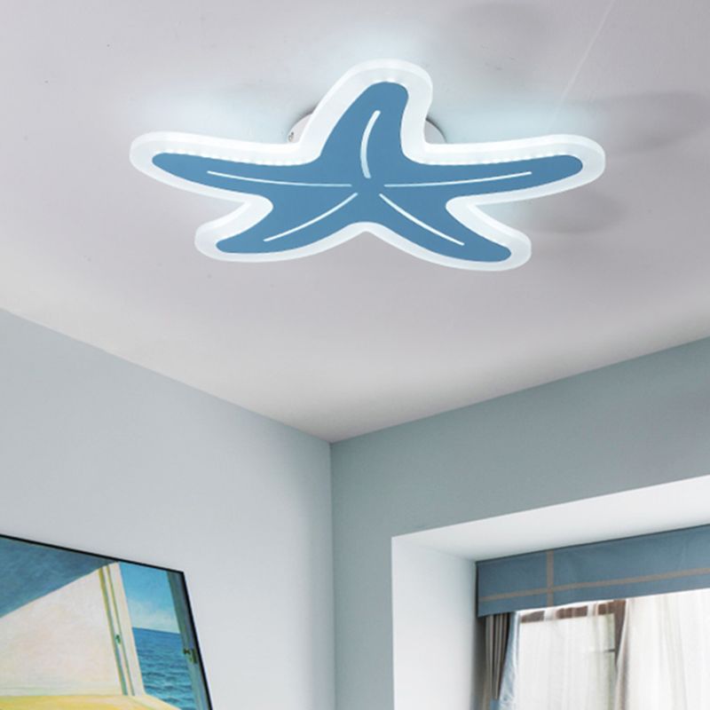 Acrylic Starfish Ceiling Mount Light Boys Girls Bedroom Nordic Style Undertint Ceiling Fixture