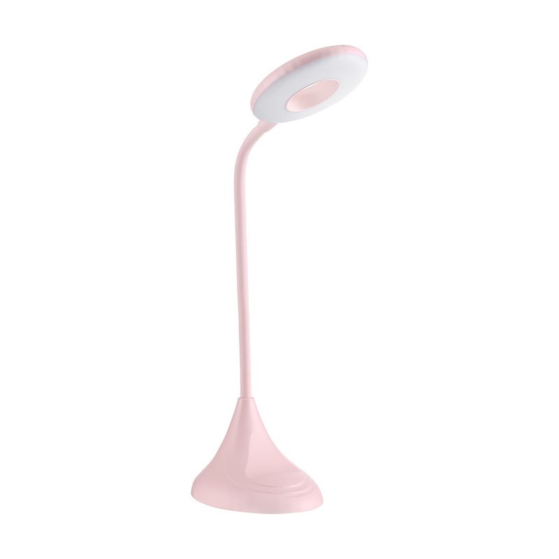 Blue/Pink/White Circular Desk Lamp Modern Plastic LED Touch Sensitive Reading Light for Bedside