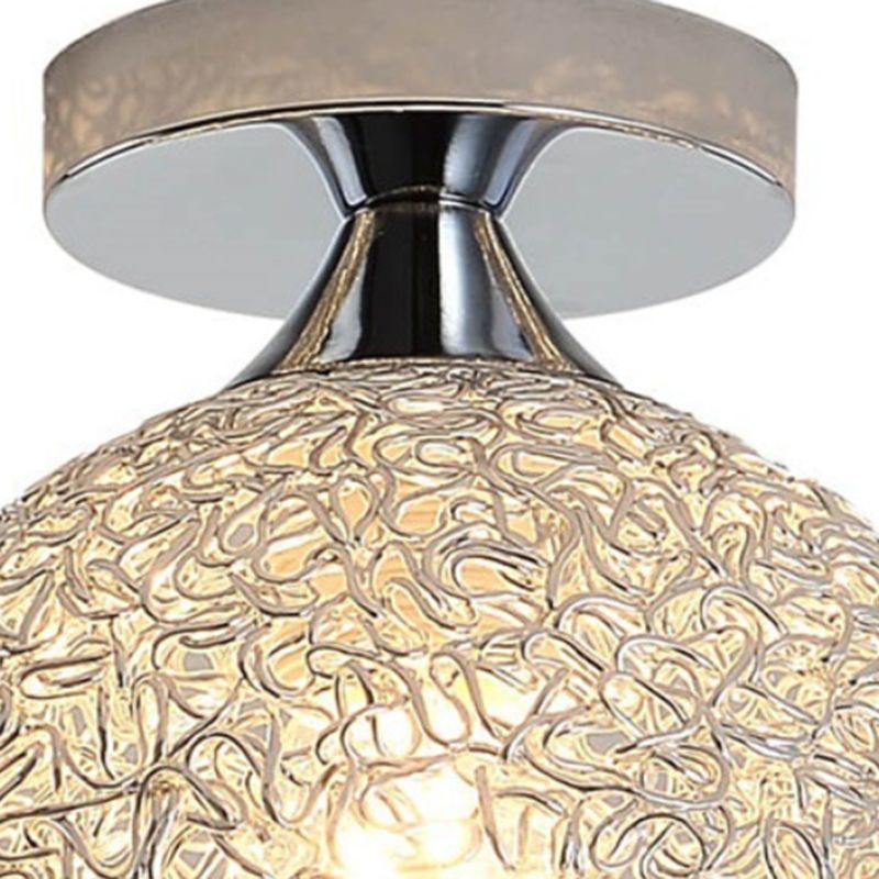 Polish Finish Flush Mount Lighting Contemporary Metal Ceiling Light for Foyer
