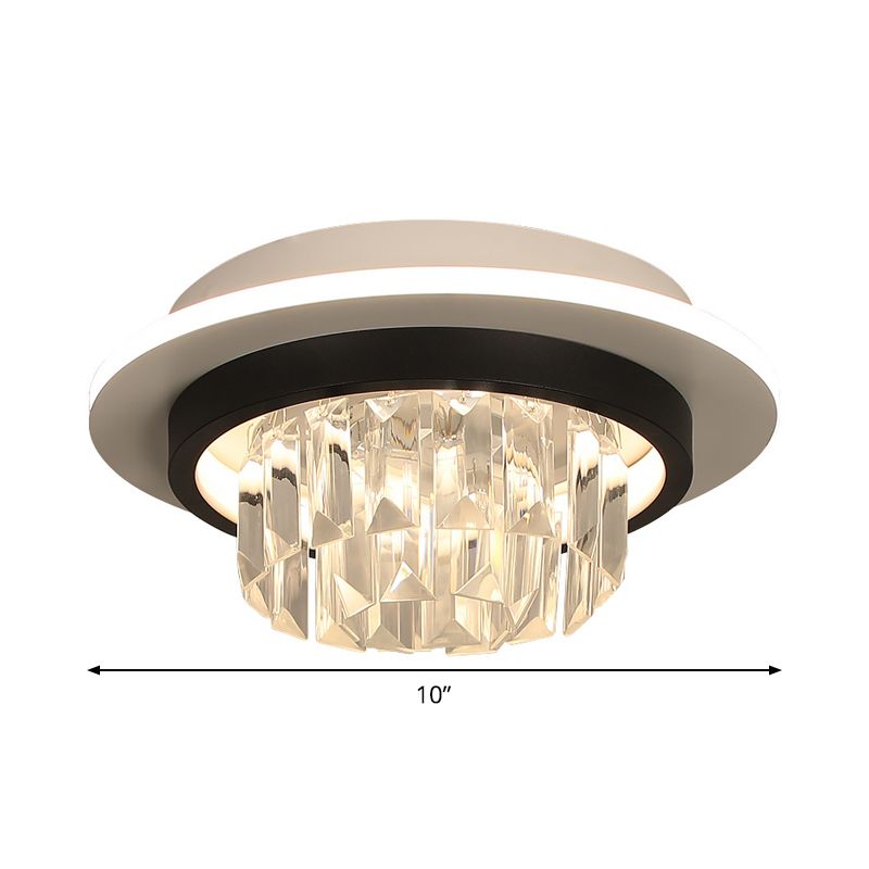 Modern Round/Square Ceiling Light Crystal Rectangle LED Corridor Flush Mount Lamp Fixture in Black