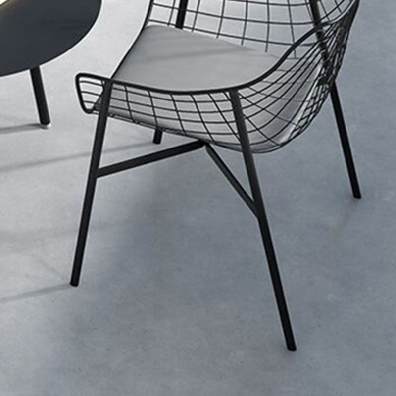 Industrial Home Patio Dining Chair Metal Slat Back in Black Chair