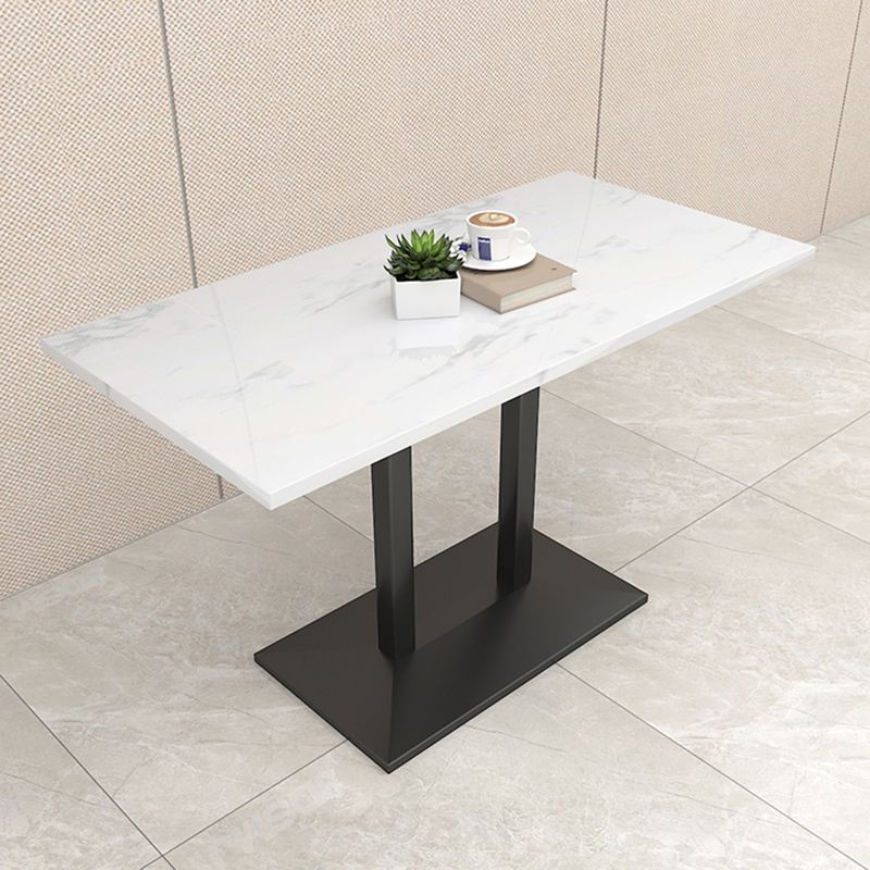 Modern Geometric Stone Dining Table Metal Base for Dining Room
