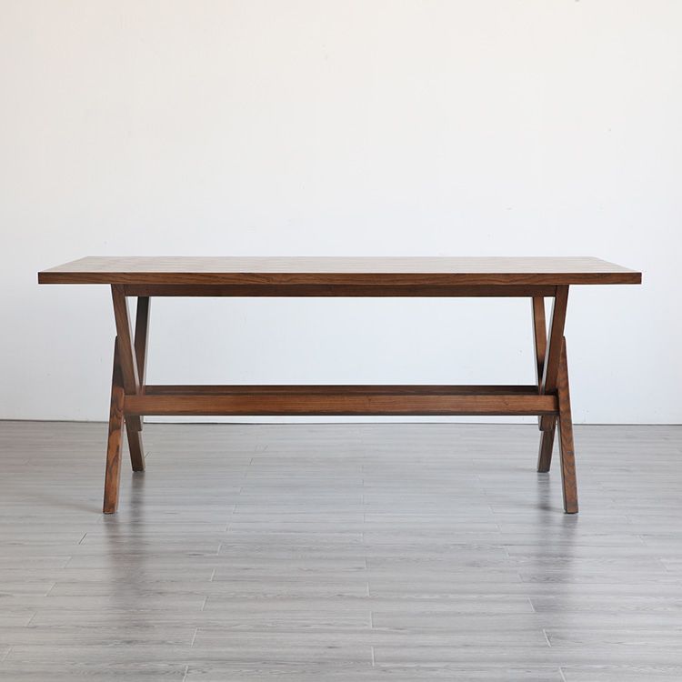 Rectangle Pine Wood Table with Trestle Base Modern Dining Table for Restaurant