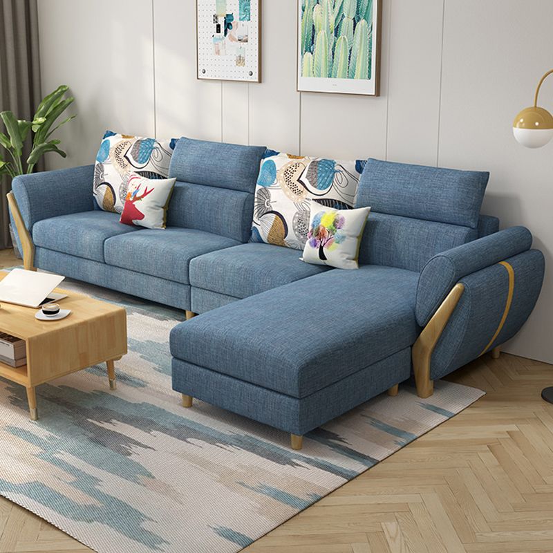 Flared Arm Ottoman Included Sectional Fabric 4-seat Sectional