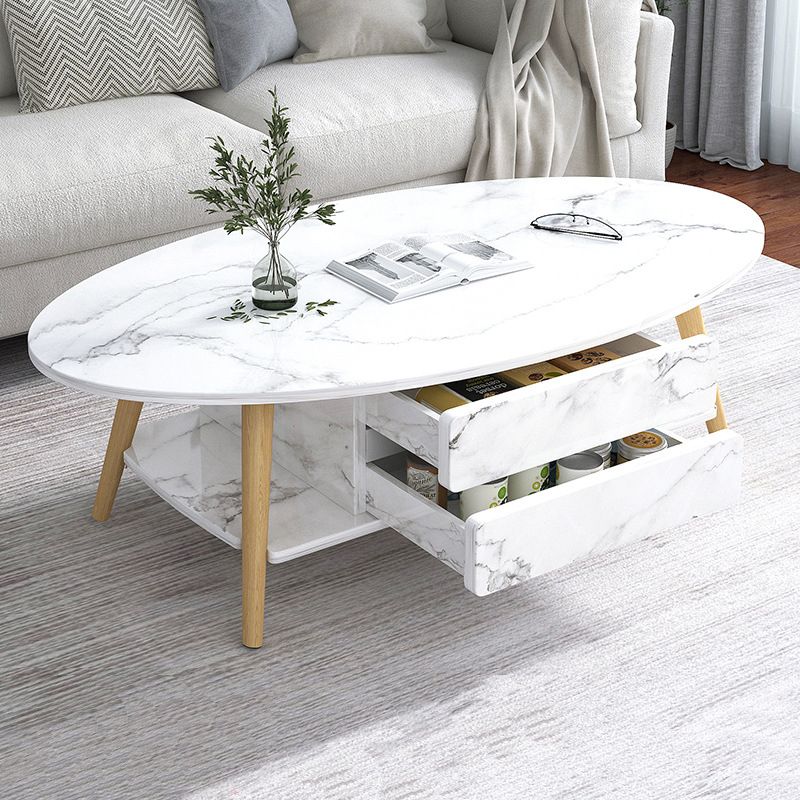 Modern  Coffee Table Wooden 3 Legs Cocktail Table with Drawer