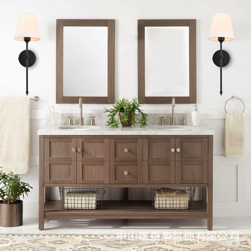 Post Modern Bathroom Vanity Lighting 1 - Light Iron & Fabric Bath Sconce