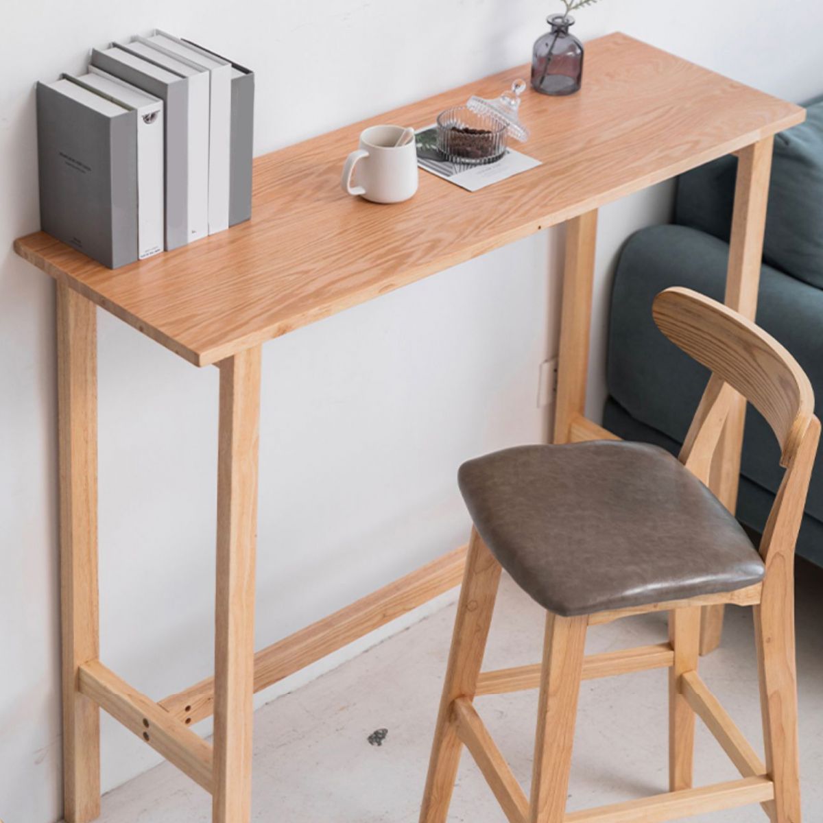 Contemporary Rectangle Bar Table Wood Bar Dining Table for Living Room