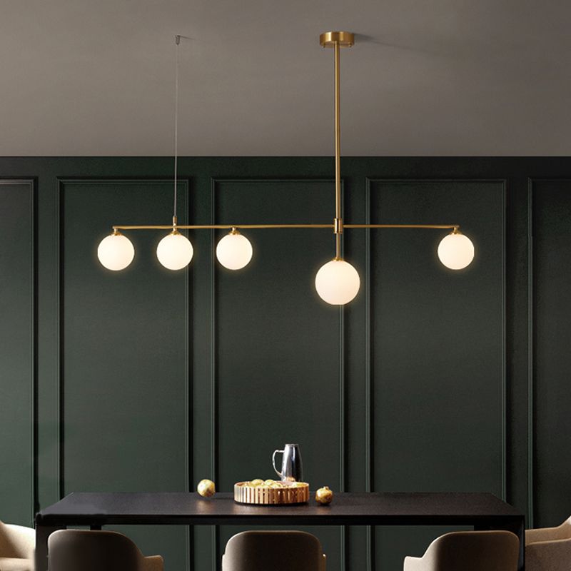 Copper Modern Island Lighting Glass Chandelier Light Fixture for Dining Room