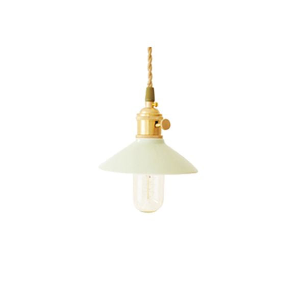 Modernisme Conical Suspended Light 5.5 "/8" Breedte 1 licht Keramisch en metalen hanglamp in wit over tafel