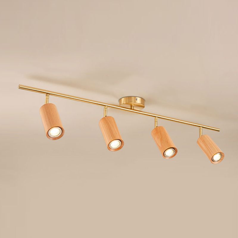 Modern Style Cylindrical Shape Ceiling Light Wood Multi Light Ceiling Light for Restaurant