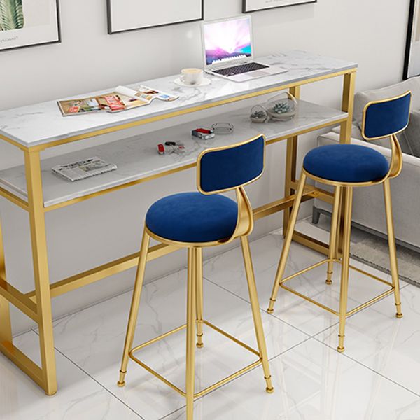 Scandinavian Footrest Counter Chair Low Back Round Upholstered Counter-height Stool