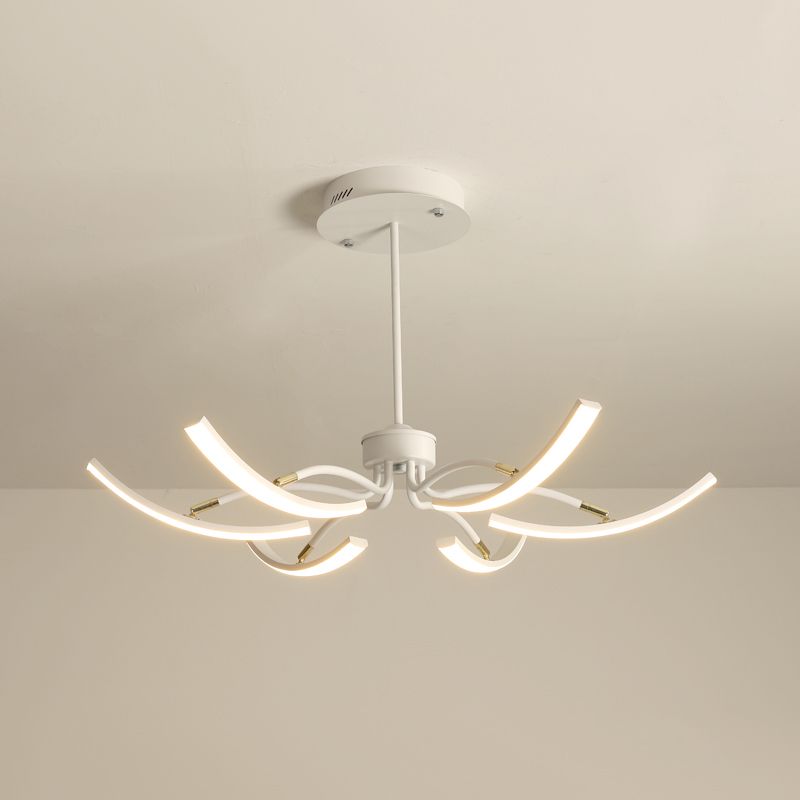 White Floral Chandelier Light Minimalistic Metal LED Ceiling Suspension Lamp for Living Room