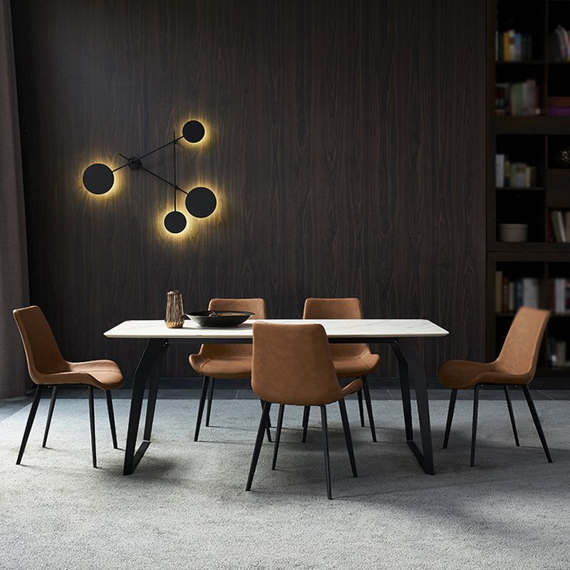 Modern 1/4/5/6/7 Pieces Furniture White Rectangle Sintered Stone Dining Room Set