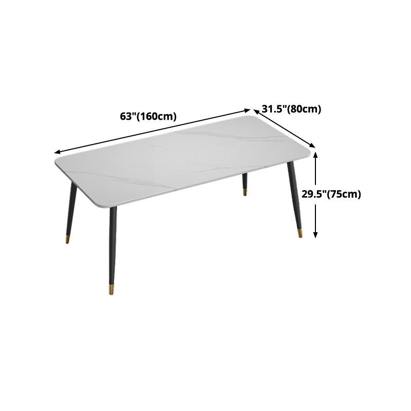 White Sintered Stone Dining Table Traditional Luxury Dining Table with 4 Legs