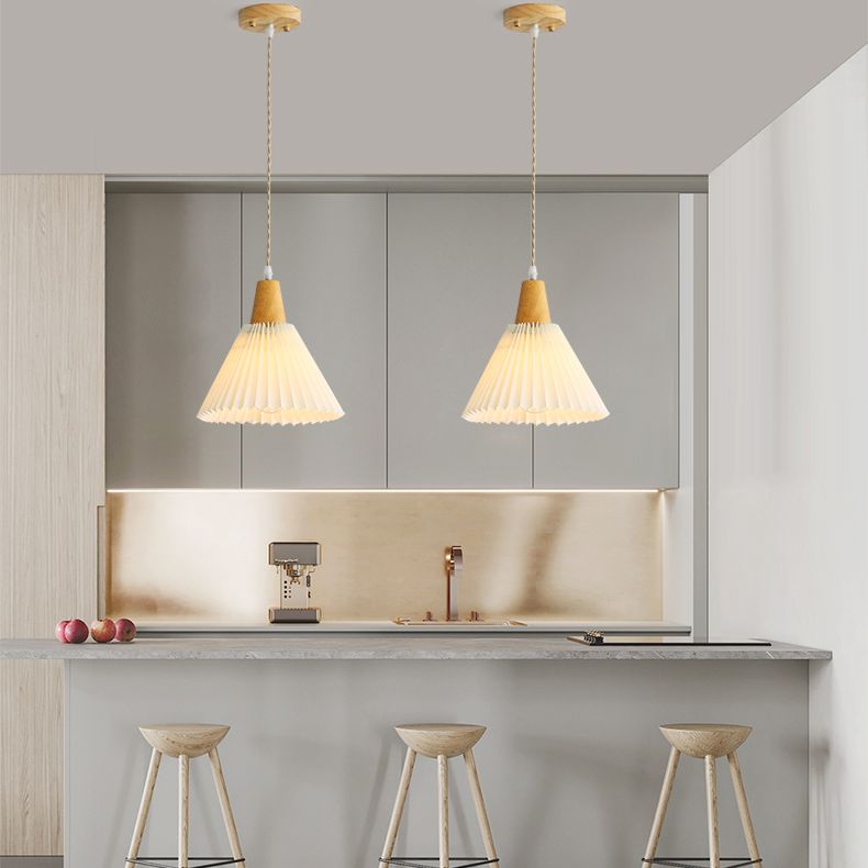 Wood Tapered Suspension Pendant Light Nordic Style Wooden Pendant Lighting Fixture
